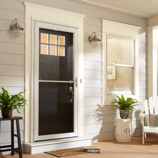 Andersen 2000 Series White Universal Storm Door with Nickel Hardware